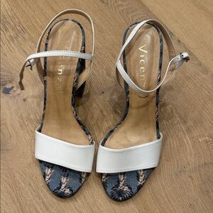 Women's White and Denim Sandals